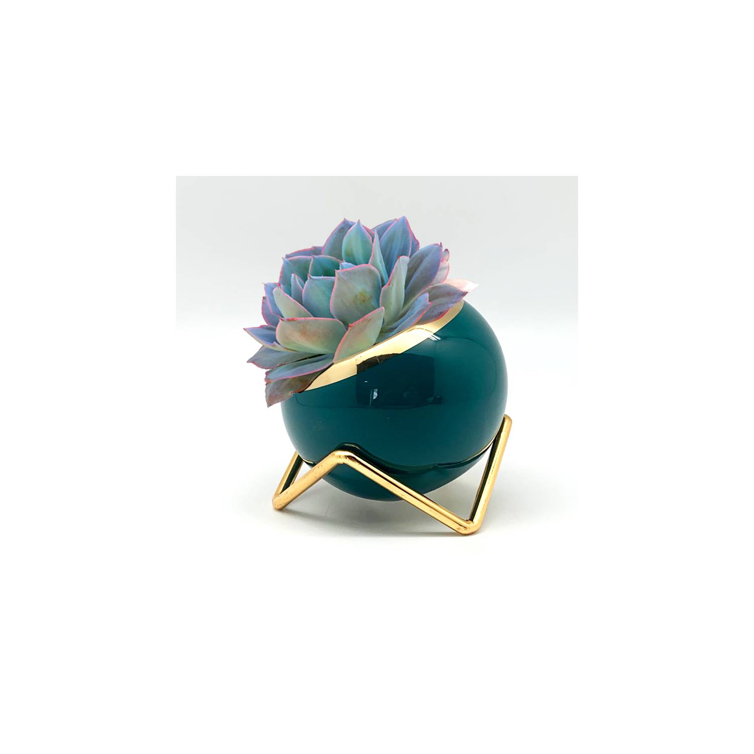 Maceta con Pedestal Dorado - Imagen 2